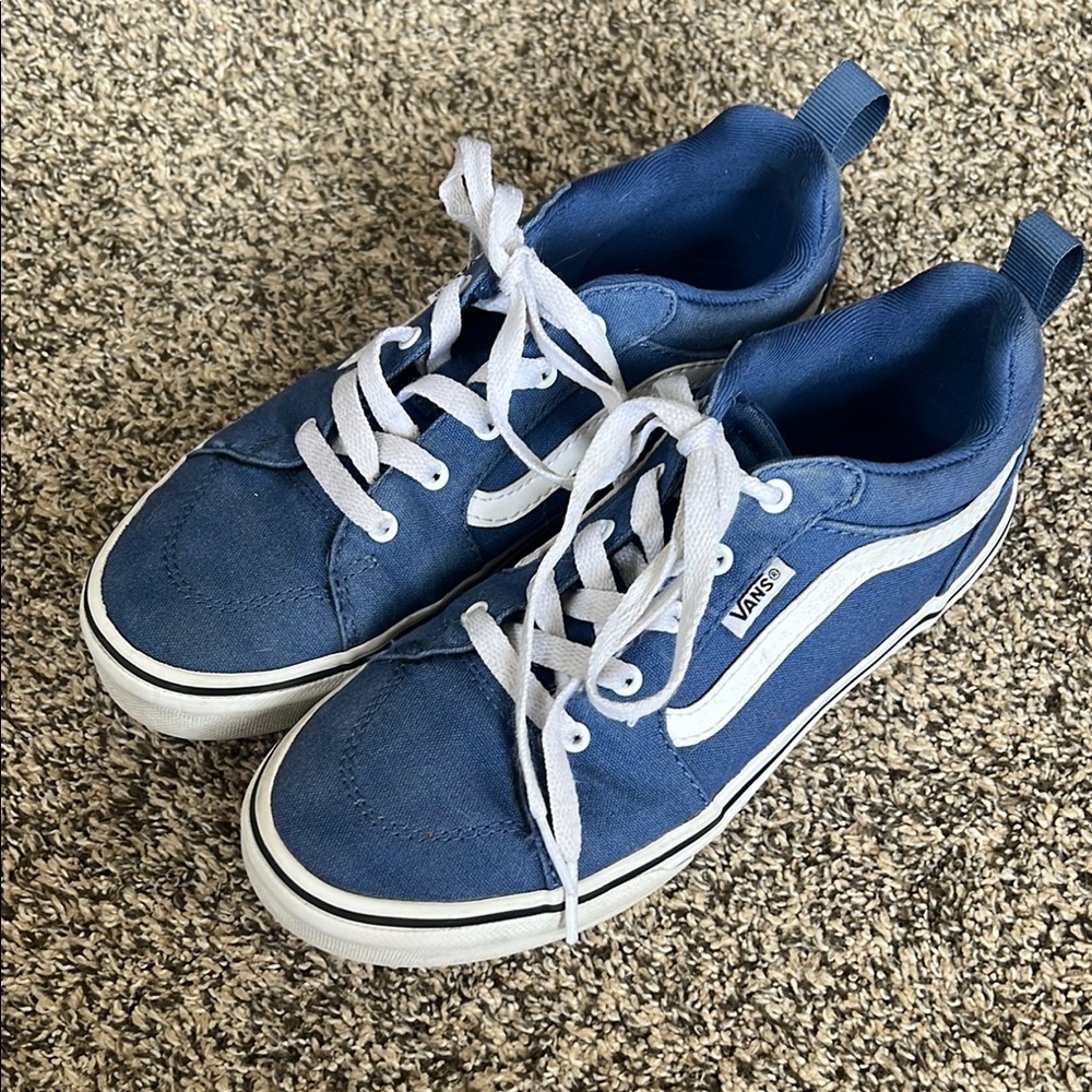 Blue and White Lace-Up Sneakers